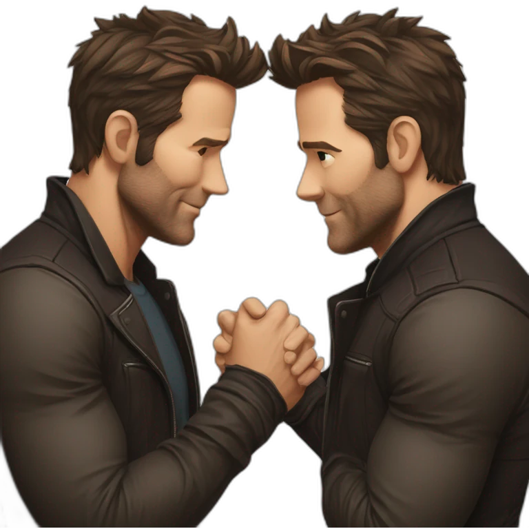 Ryan Reynolds and Hugh Jackman holding hands emoji