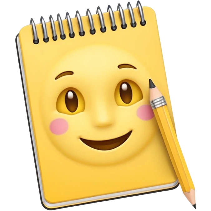 blog emoji stylized as a notepad with a pencil, cheerful and inviting emoji