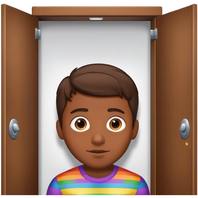 Super gay man with brown hair peeking out of a closet emoji