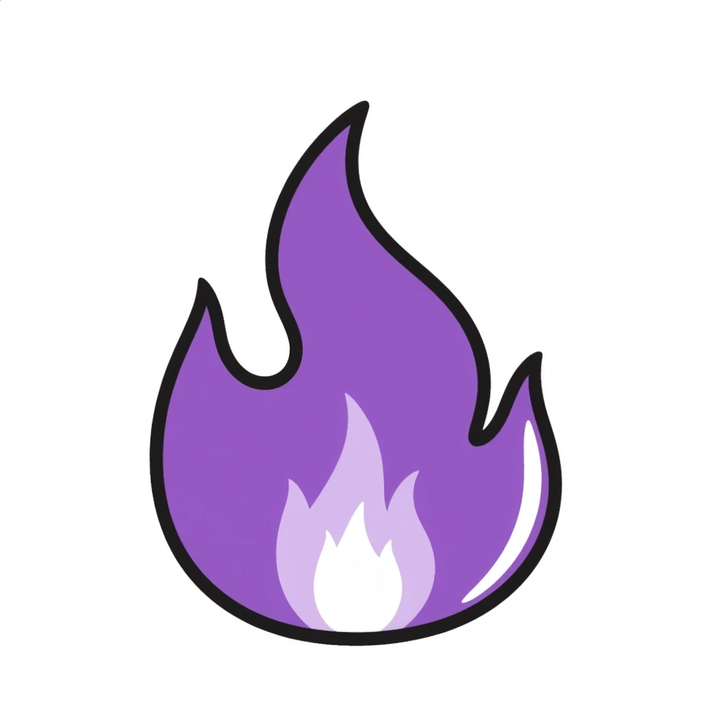 purple flame, hand drawn doodle style emoji