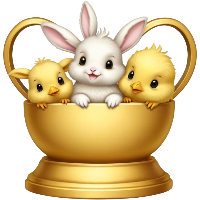 spring trophy with baby chicks and bunnies emoji