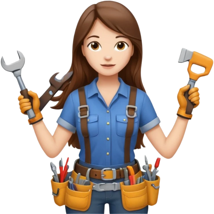 beautiful girl with long brown hair renovating her apartment emoji