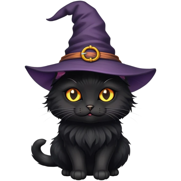 Black cat in witch hat emoji