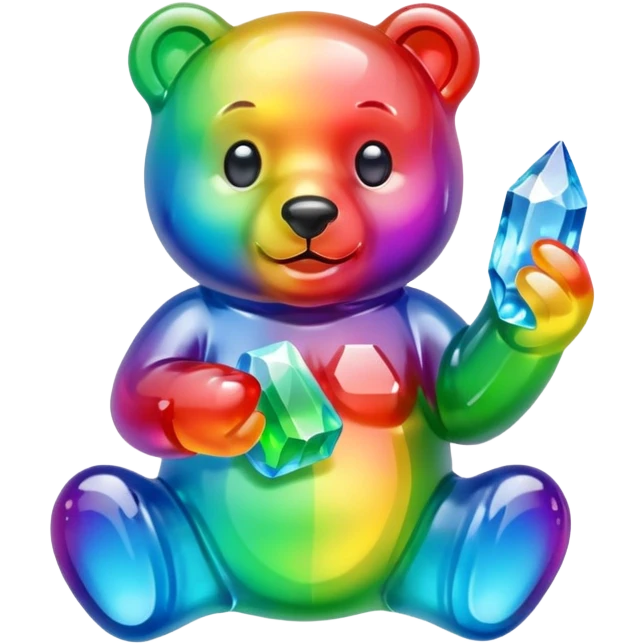 Rainbow Gummybear holding a crystal emoji