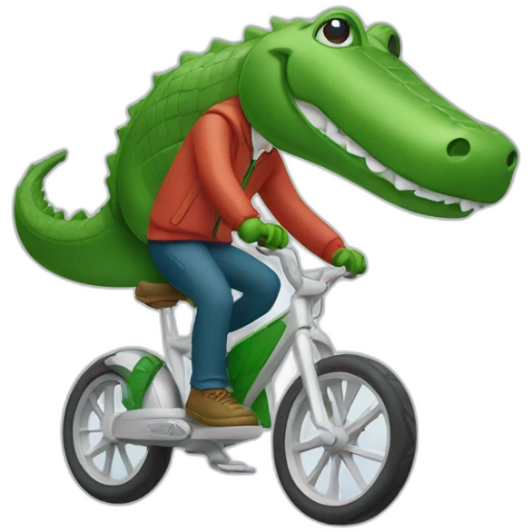Guy using lacoste riding in crocodile emoji