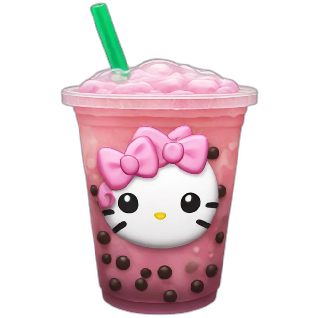 Bubble tea hello kitty emoji