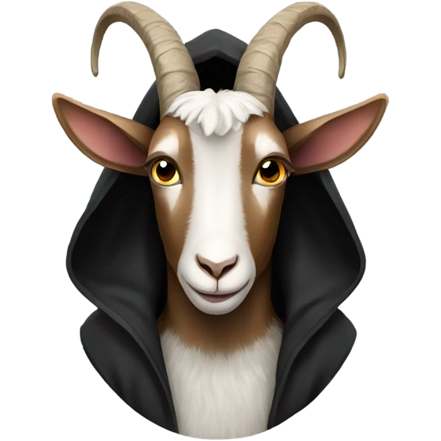 Goat with horns wearing a black hoodie emoji
