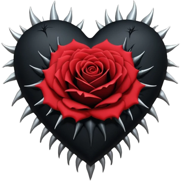 goth themed heart with a black rose emoji