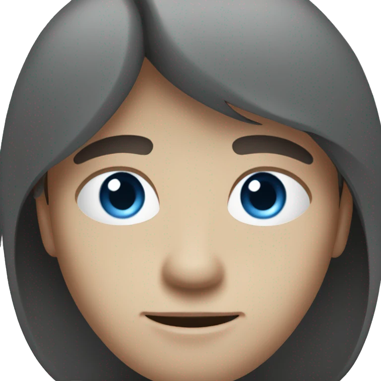 a young frenchman with dark brown hair and blue/grey eyes like 3d emoji artist style emoji