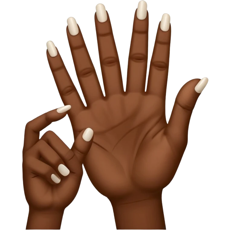 Make the ysl hand sign, but make the hand dark skin, only 4 fingers, with the index and middle finger up and the thumb up, every other finger down. Only 1 hand  emoji