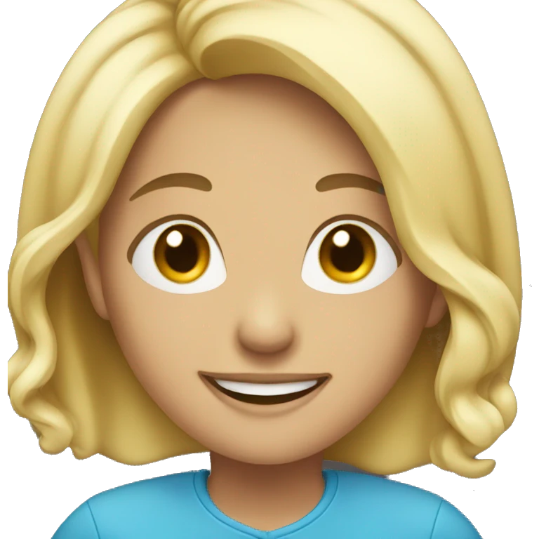 Smiling Women with blond hair and blue emoji