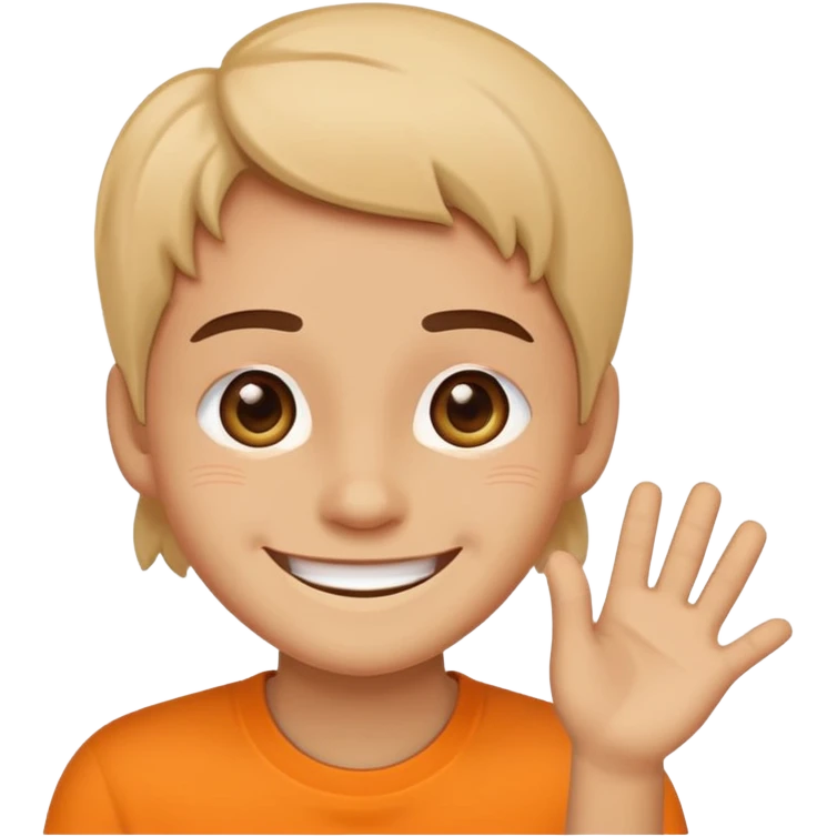  2D line-drawn character + small bright shop emoji