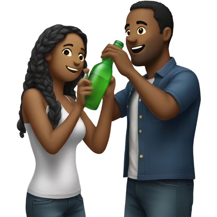 A man and a woman drinking a bottle while partying  emoji