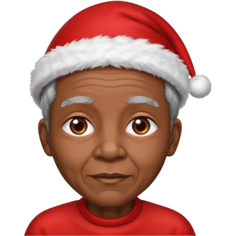 black elderly with red xmas hat emoji
