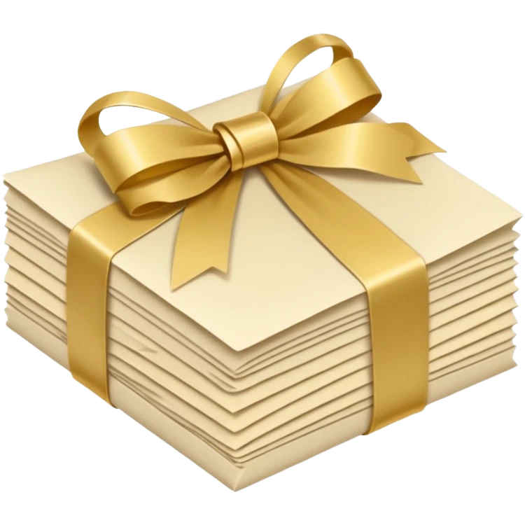 folded papers in round with a gold ribbon emoji