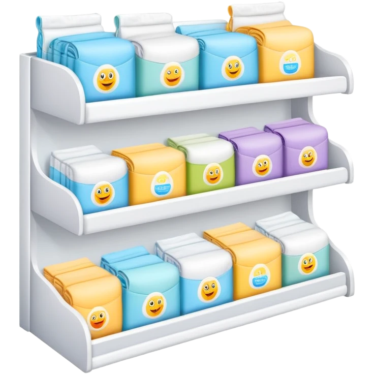 a simple retail/ drugstore shelf for diapers emoji