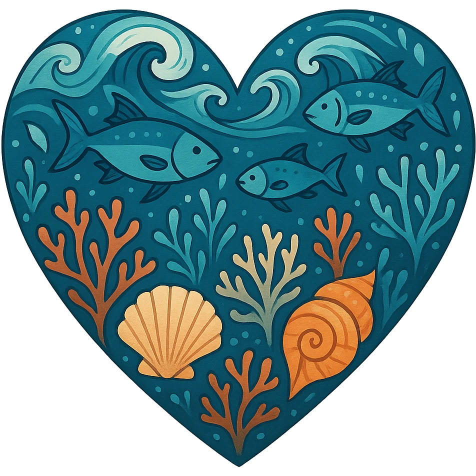 heart with a marine ocean theme emoji