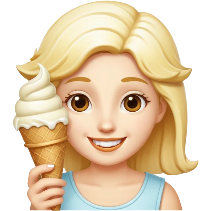 happy Athena eating white ice cream emoji