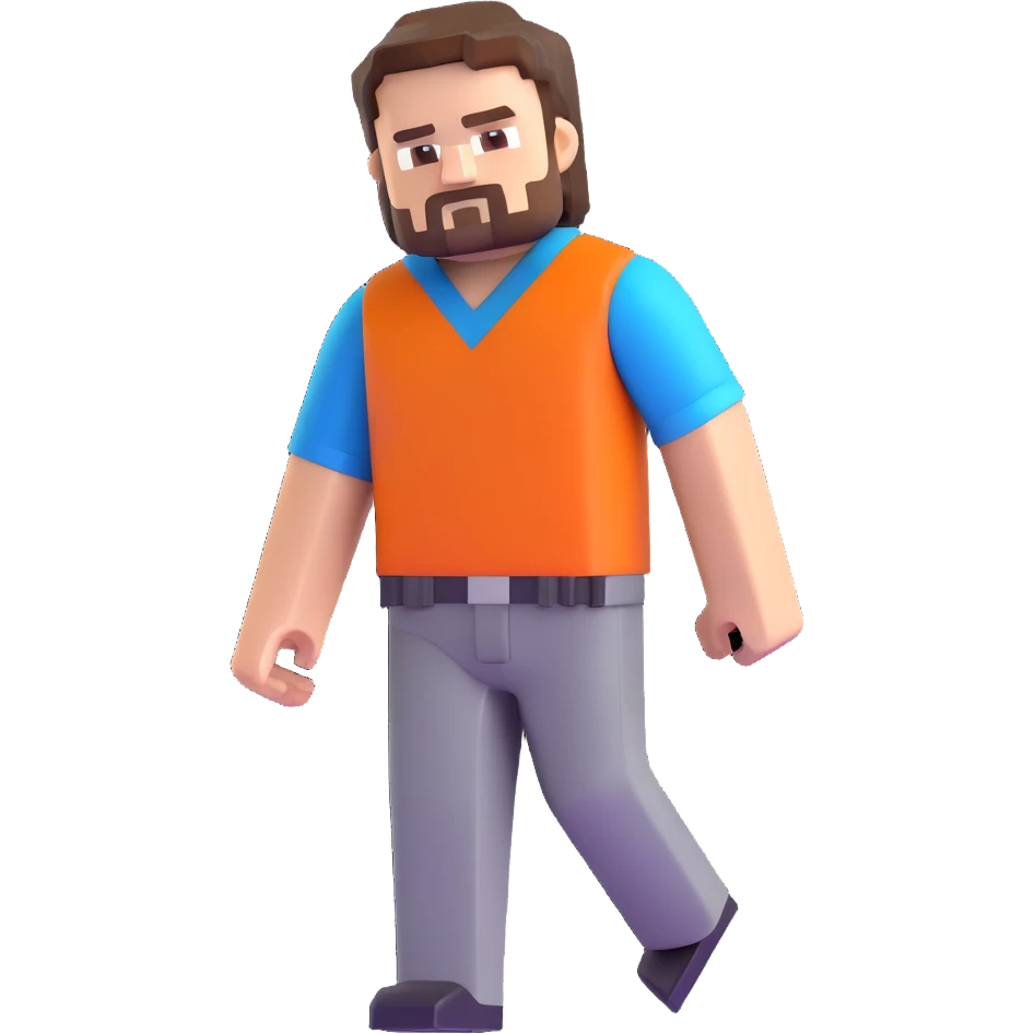 Minecraft character of Jack Black wearing a blue shirt emoji