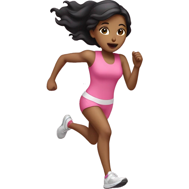 Running girl(black hair, white skin) in a pink outfit emoji