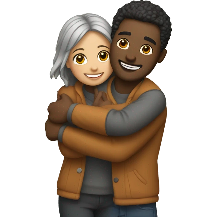 couple hug with warm smiles emoji
