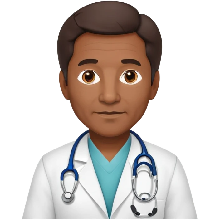 mature 60 year old male doctor with stethoscope, dark brown hair, medium-dark skin tone, cinnamon skin tone, professional emoji