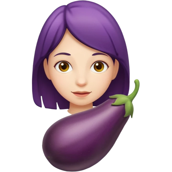 Girl with egg plant emoji