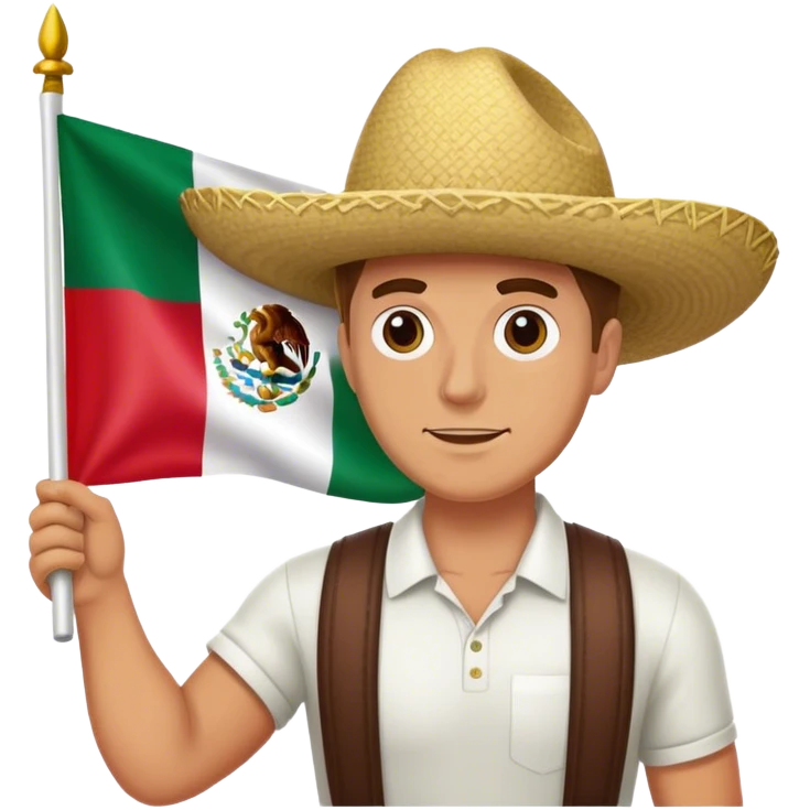 White man holding Mexican flag emoji