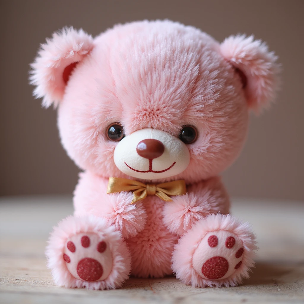 pink teddy bear, realistic style emoji