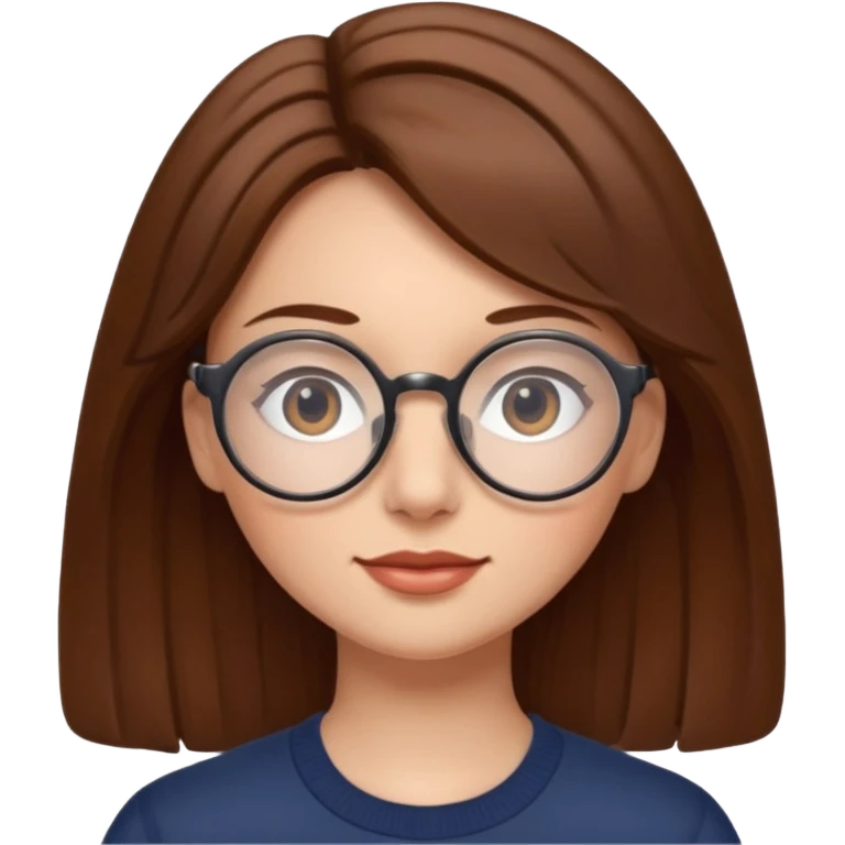 brown hair woman with round glasses emoji