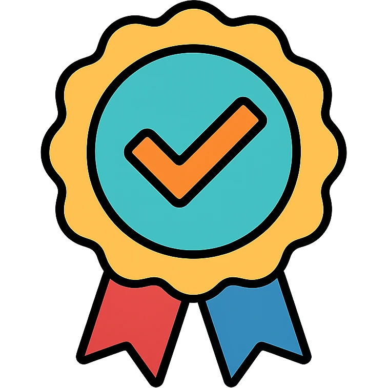 vector icon of a gold seal of trust symbol with multicolor details, elegant and minimalist flat design, isolated on white, award badge style, 2D flat vector, trending icon look, soft shadows, no text, commercial use emoji