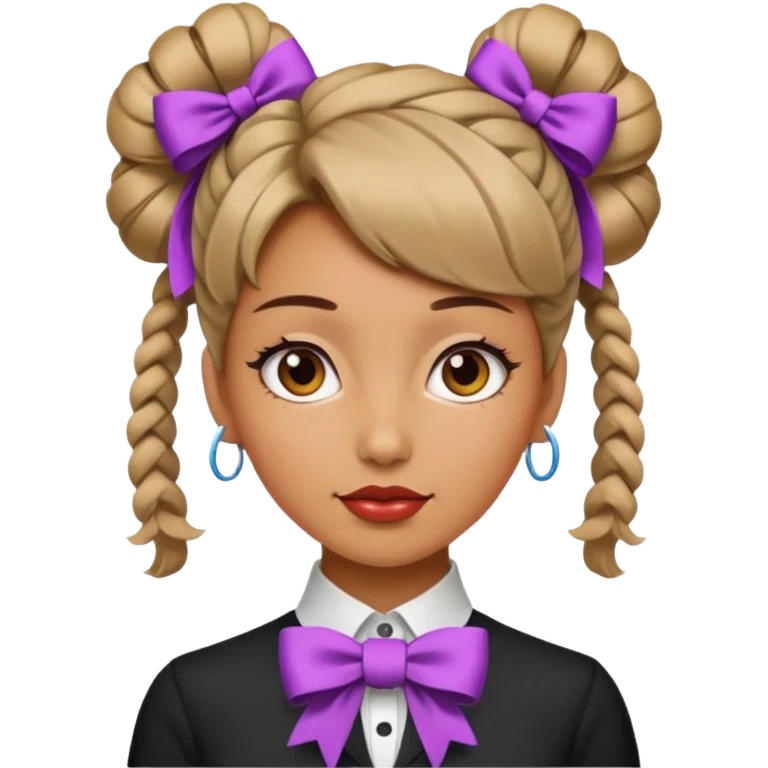 women with neckBow, funky hair style. emoji