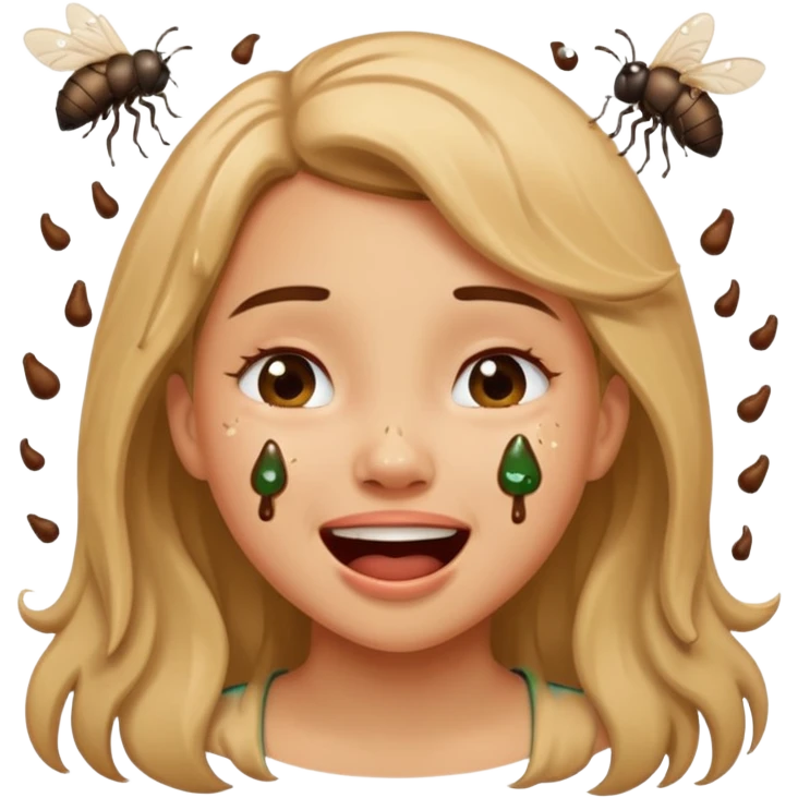 Fille caca qui pu et pleure de rire avec des mouches autour emoji