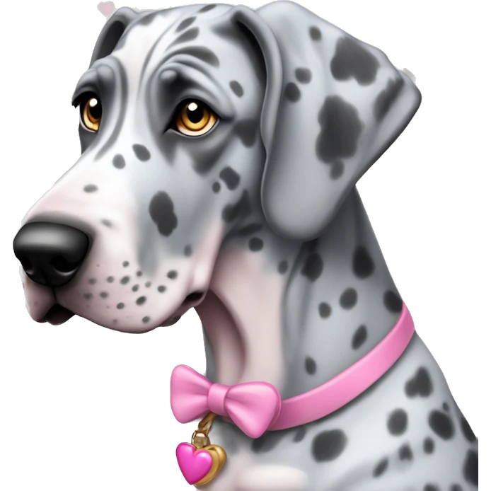 Blue Merle Great Dane with pink hearts  emoji