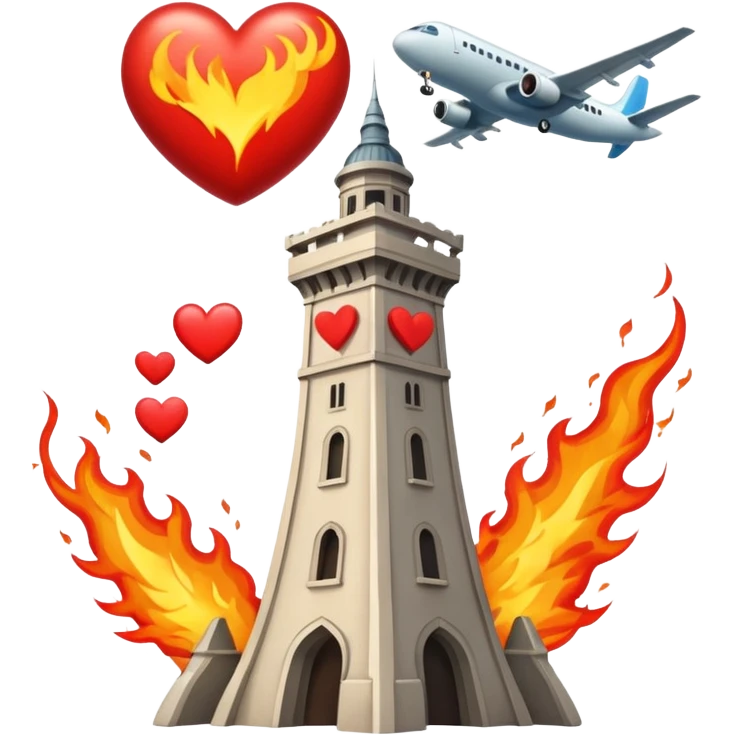 plane hitting tower with heart emoji