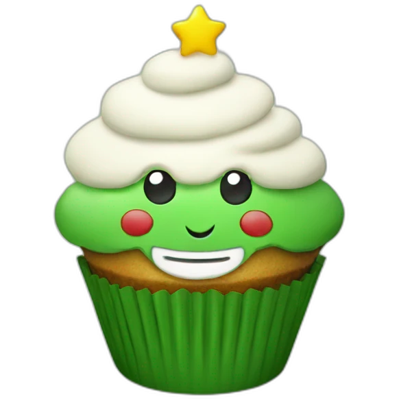 Happy Christmas tree cupcake emoji