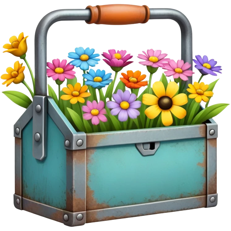 spring themed tool box with flowers emoji