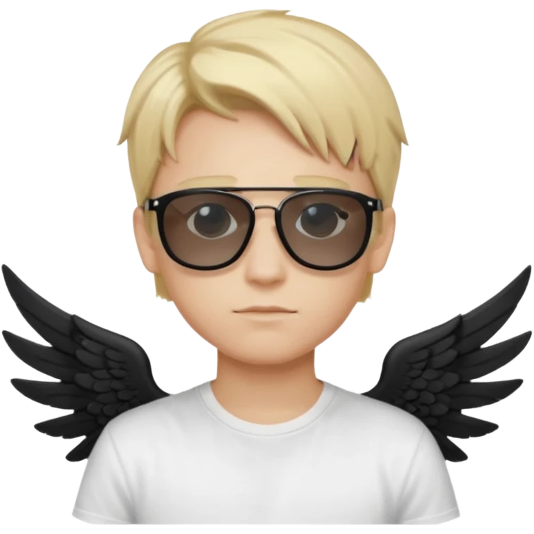 Fallen Angel, blonde hair, black wings, white T- shirt, brand Prada sunglasses, boy  emoji