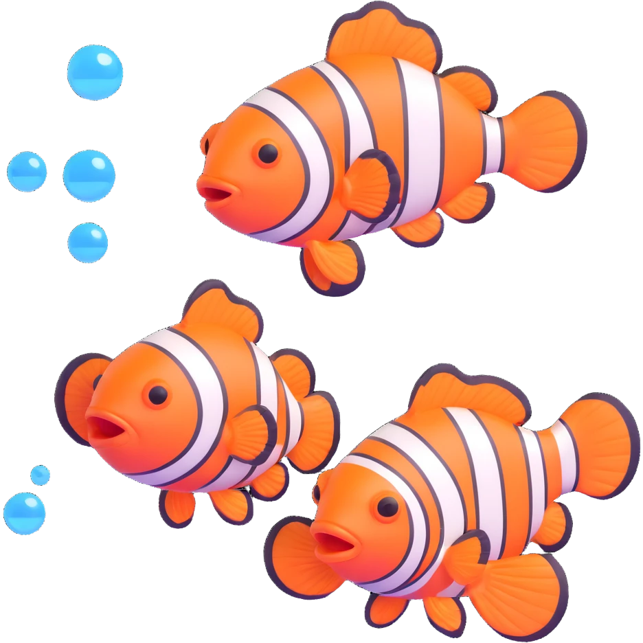 cute clownfish blowing bubbles emoji