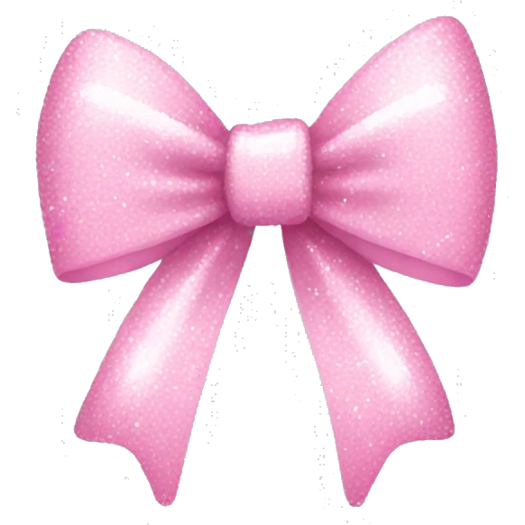 A sparkly baby pink bow emoji