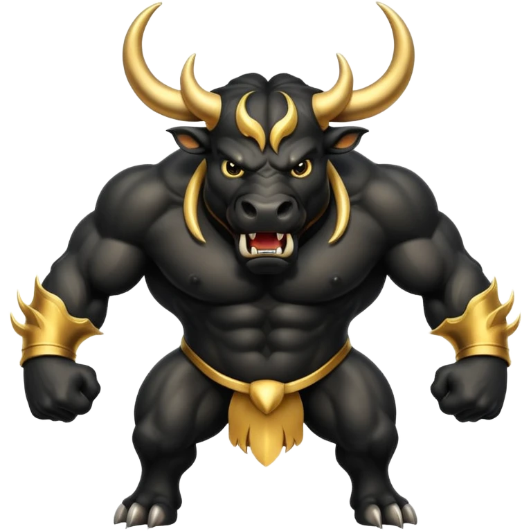 black angry powerful bull with golden horns emoji emoji