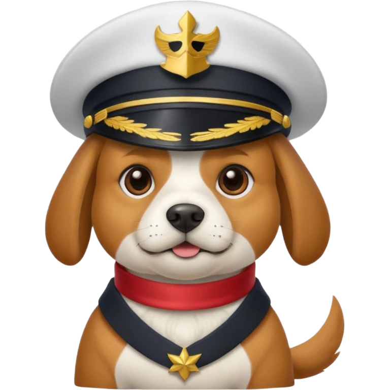 dog wearing a captain's hat emoji