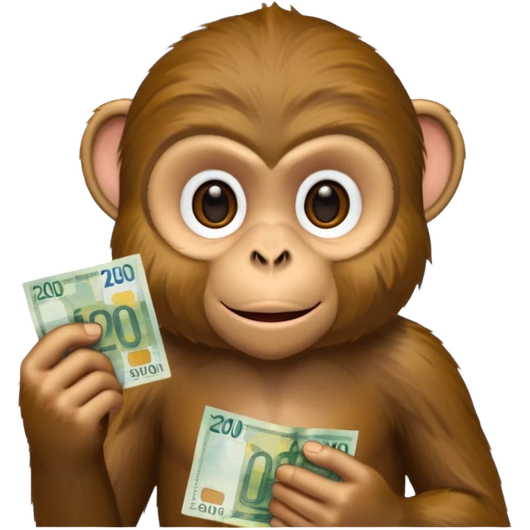create a monkey holding a 20 euro bill  emoji