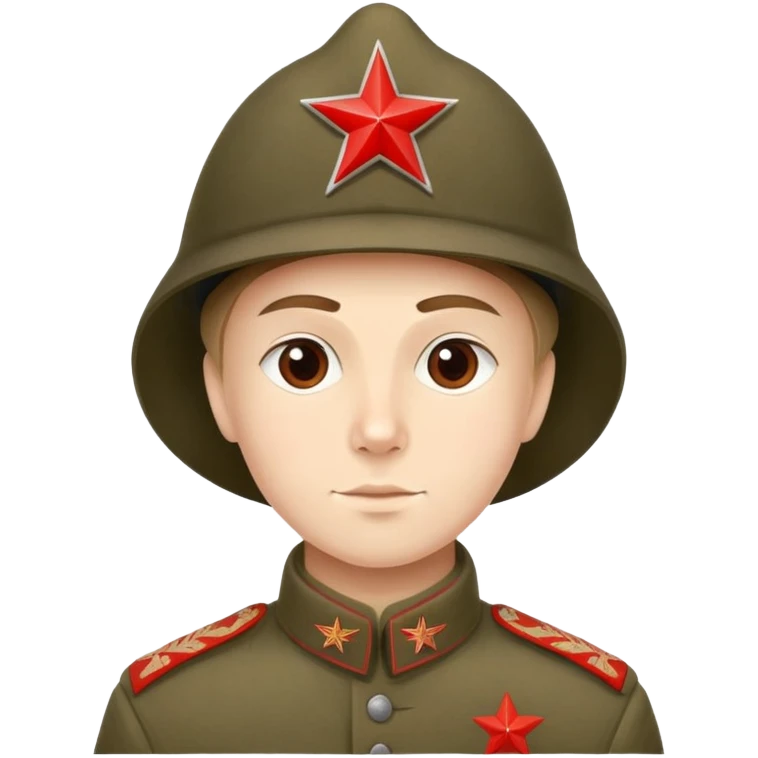 Red Army soldier from 1918 with budenovka hat and red star, Russian Civil War era emoji