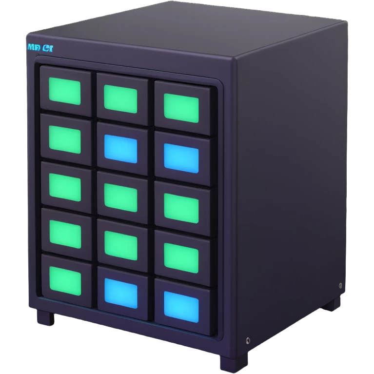server rack with blue and green indicator lights, 3D style emoji