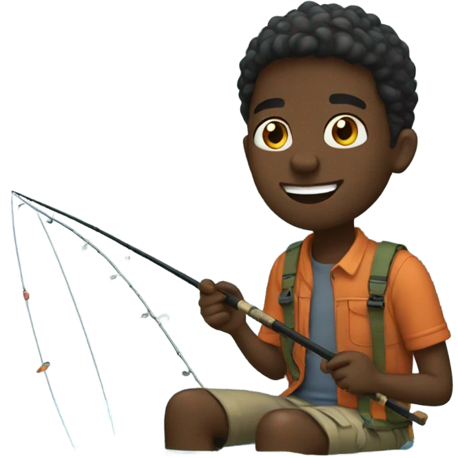 Black boy fishing  emoji