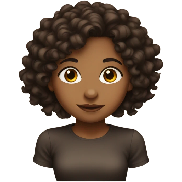 Medium brown girl with dark brown curly hair emoji