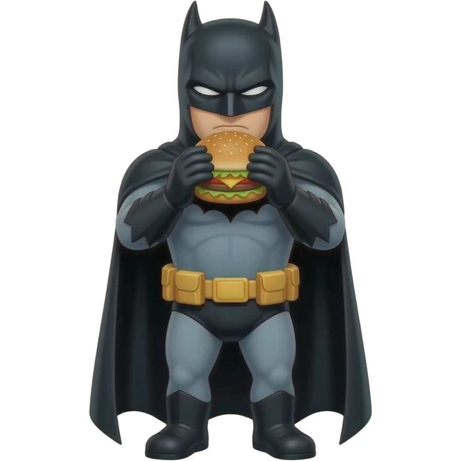 Batman eating hamberger emoji