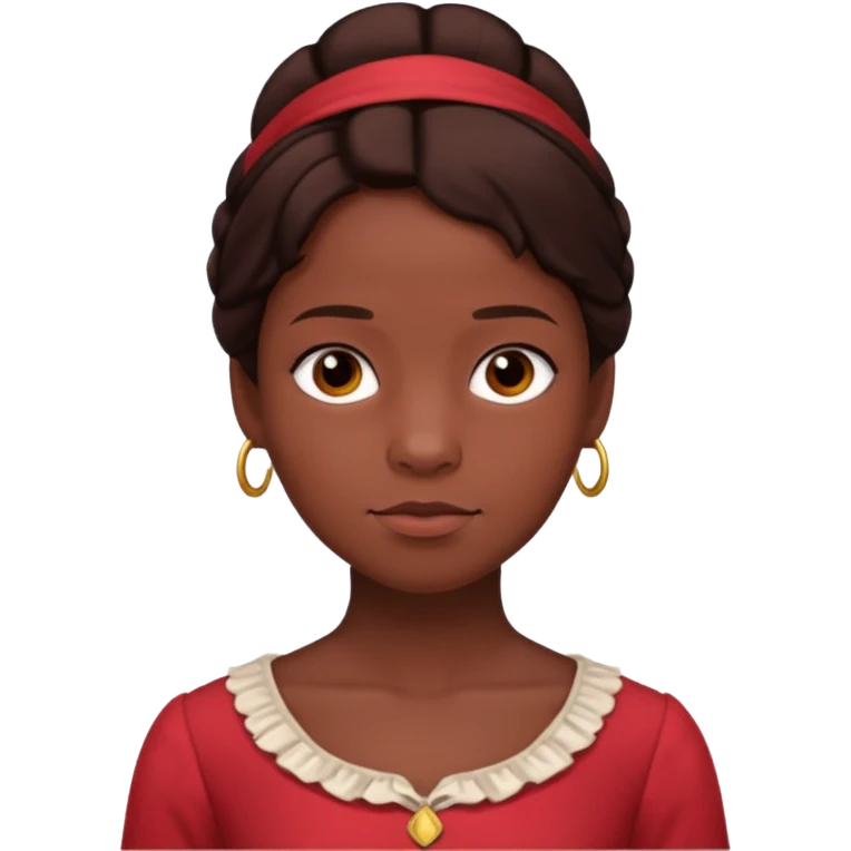 Patsey from 12 Years of Slave with dark brown hair, light red outfit emoji