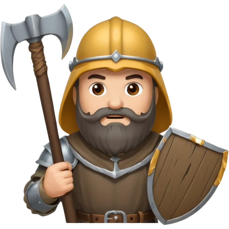 gimli lord of the rings with dark brown beard holding ax and a gray metal helmet emoji